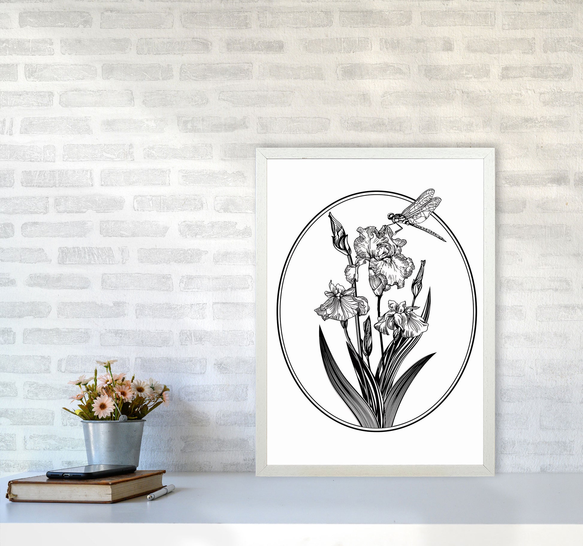Vintage Beautiful Flower Art Print by Jason Stanley A2 Oak Frame