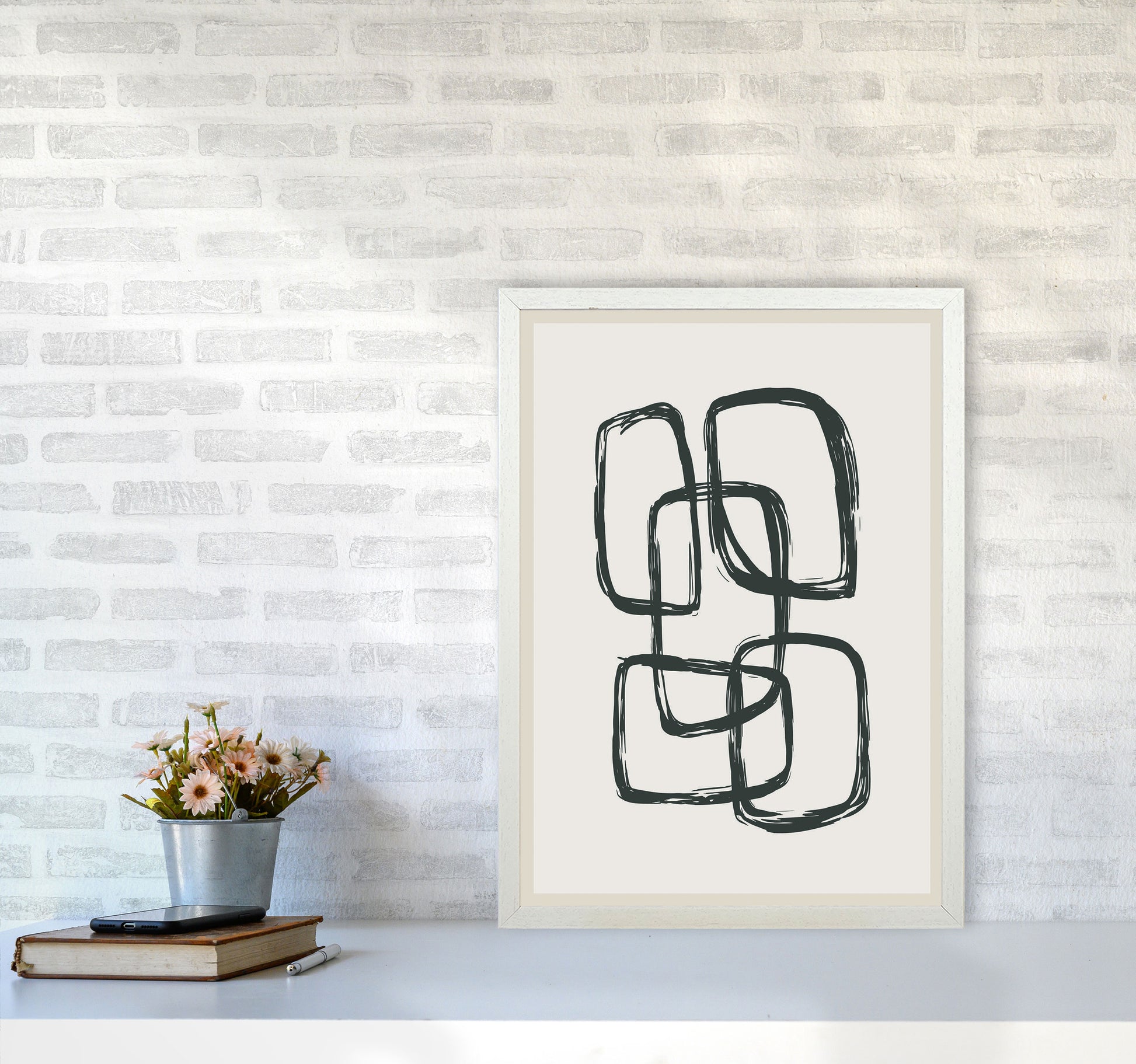 Modern Abstract Shapes 3 Art Print by Jason Stanley A2 Oak Frame