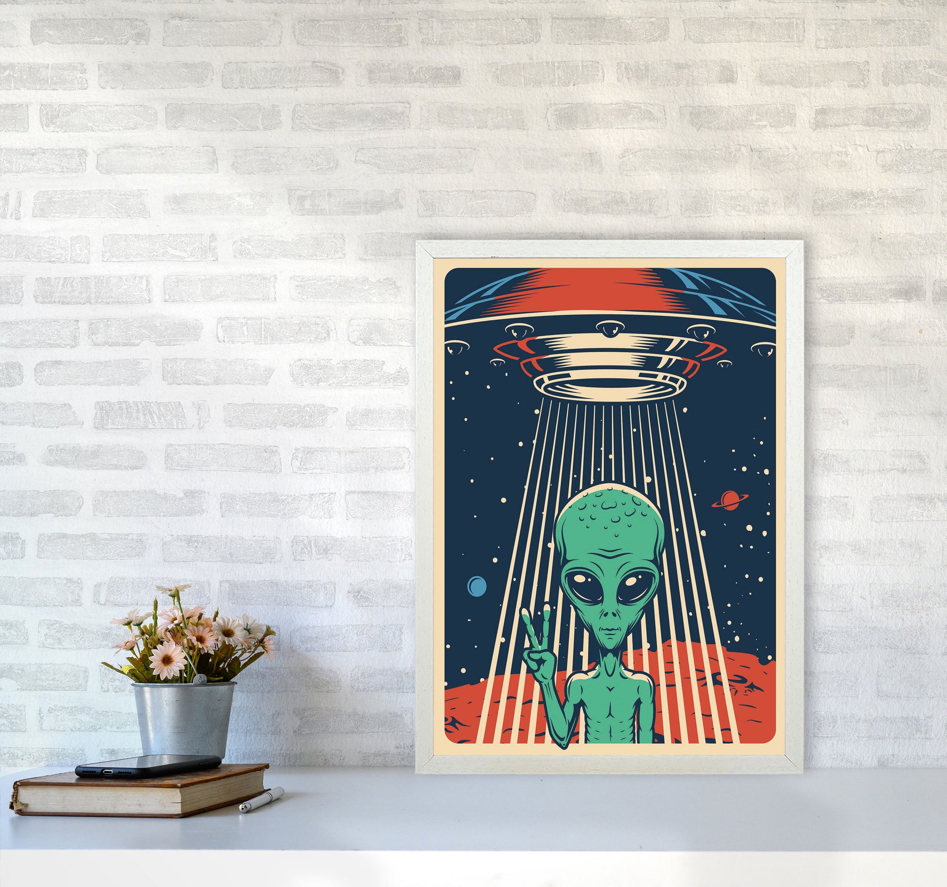 Outer Space Series - #5 Art Print by Jason Stanley A2 Oak Frame