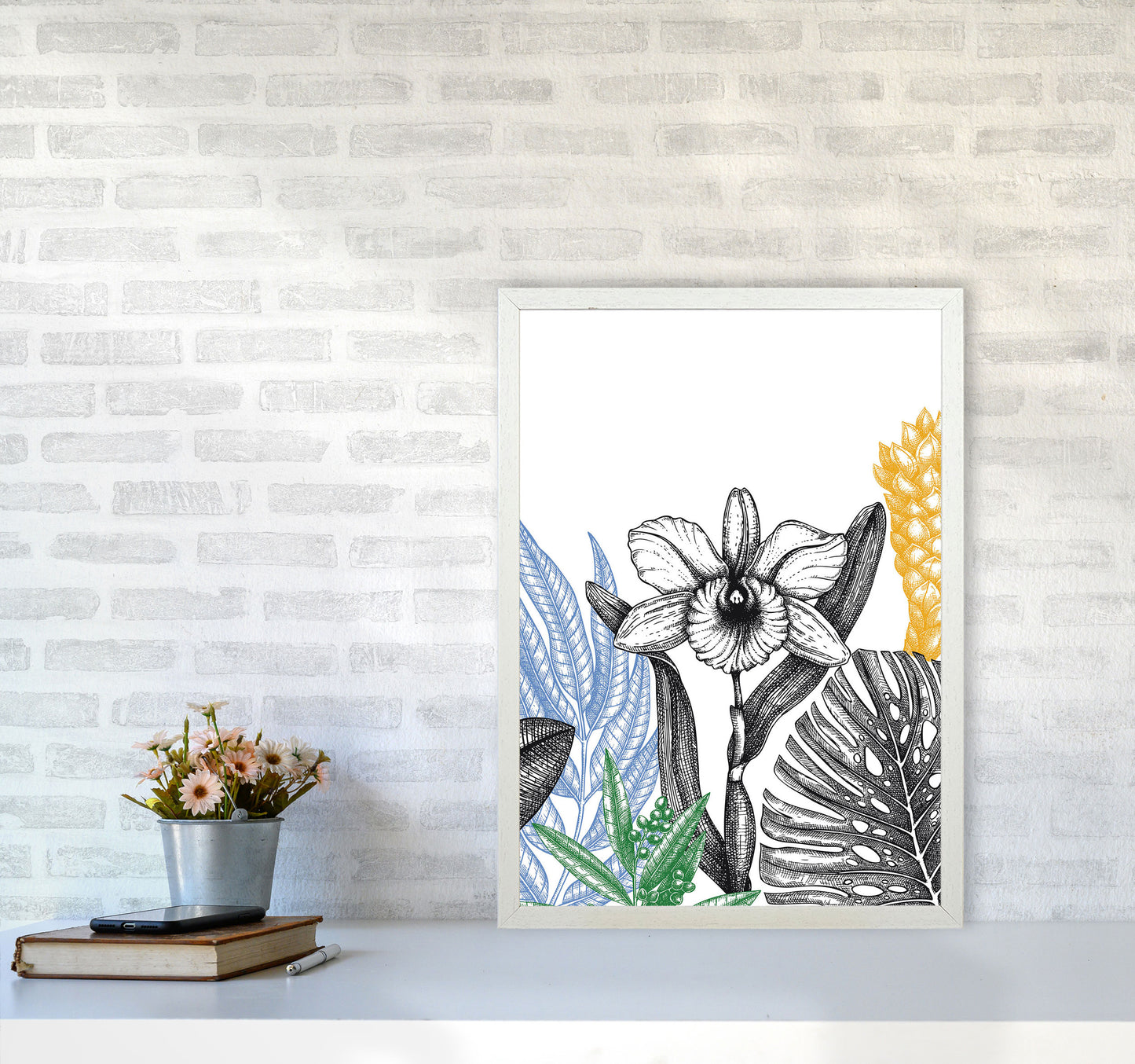 Minimalist Flower Vibes Art Print by Jason Stanley A2 Oak Frame