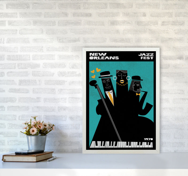 New Orleans Jazz Fest Art Print by Jason Stanley A2 Oak Frame