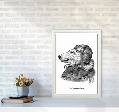 The Poler Bear Pilot Art Print by Jason Stanley A2 Oak Frame
