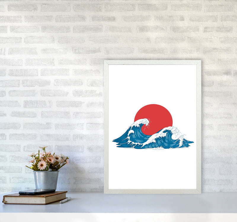 Japenses Wave Sunset Art Print by Jason Stanley A2 Oak Frame