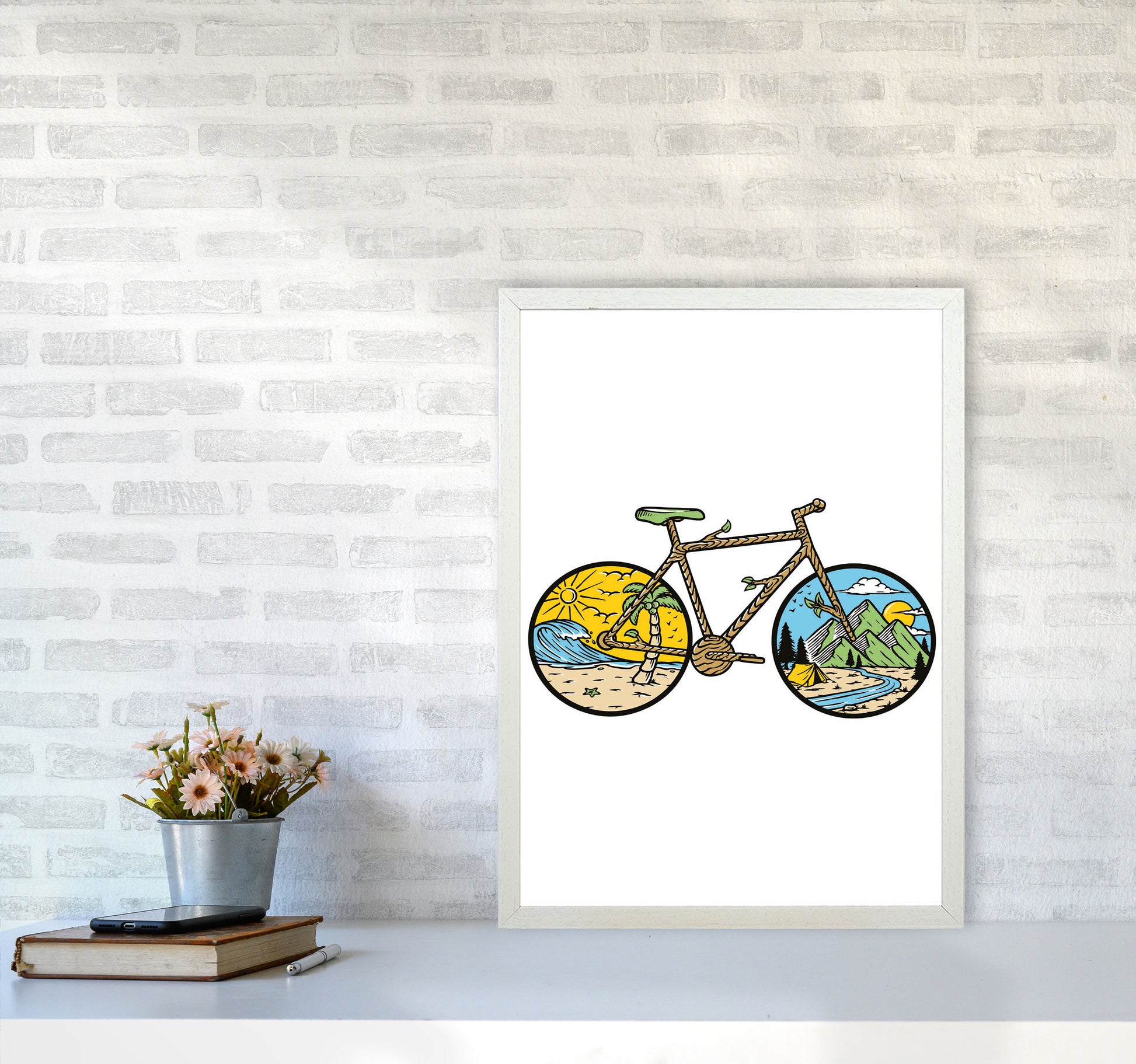 Best Bike Ride Ever Art Print by Jason Stanley A2 Oak Frame