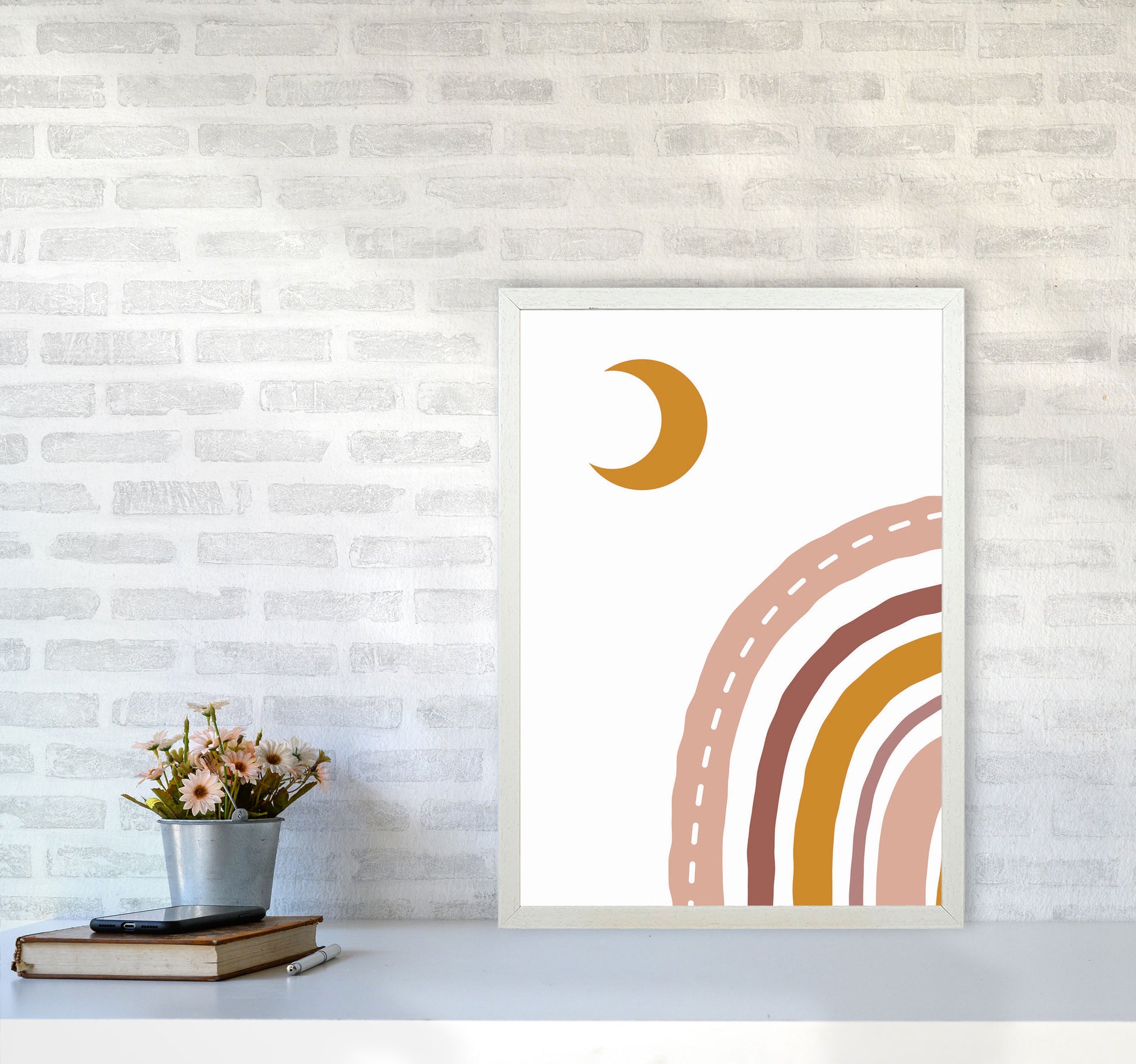Abstract Moonvibes Art Print by Jason Stanley A2 Oak Frame