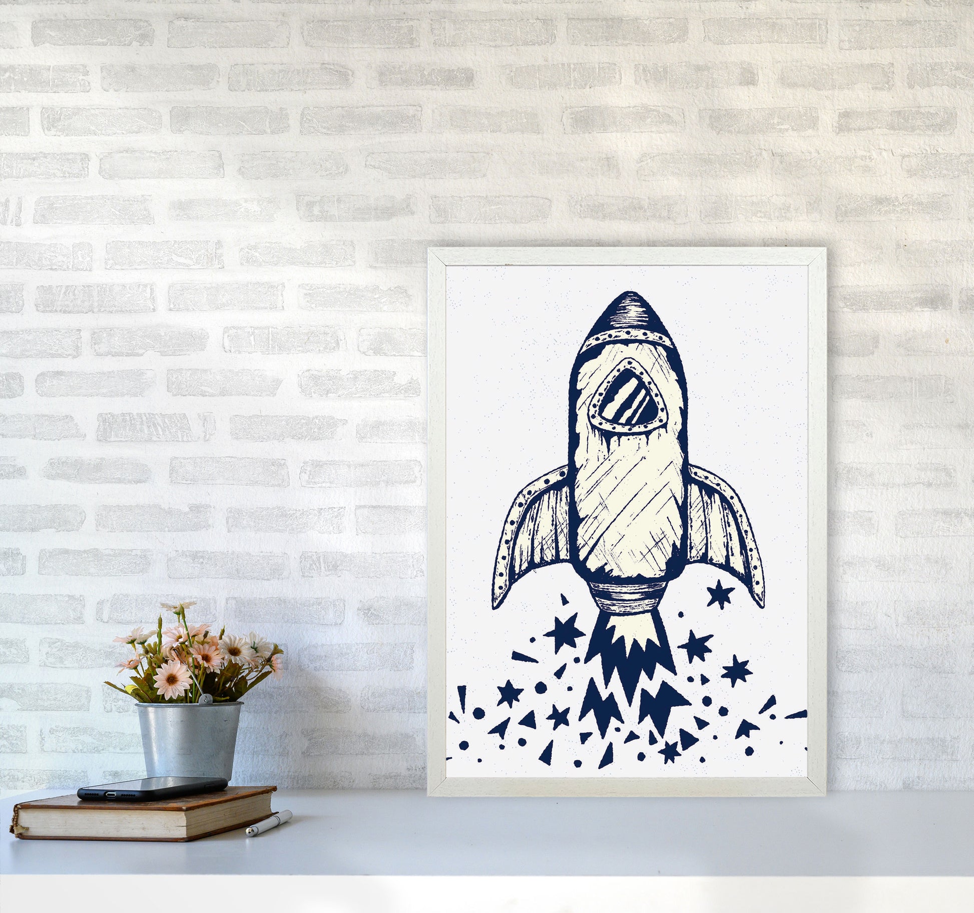 5-4-3-2-1-Blastoff Art Print by Jason Stanley A2 Oak Frame