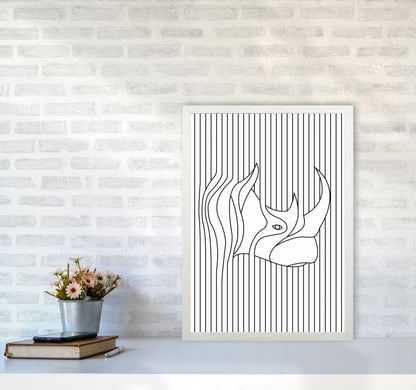 Line Drawing Rhino Art Print by Jason Stanley A2 Oak Frame