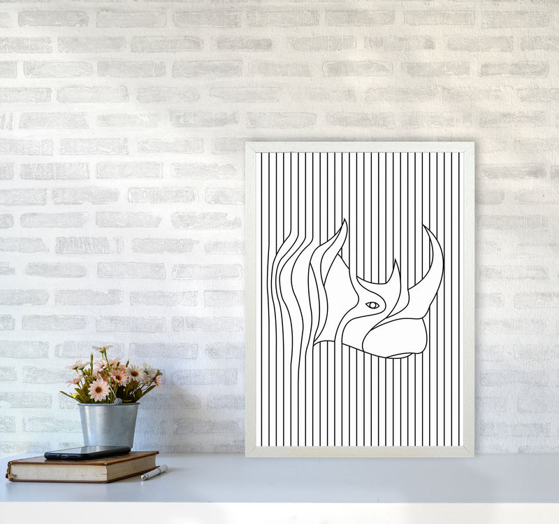 Line Drawing Rhino Art Print by Jason Stanley A2 Oak Frame