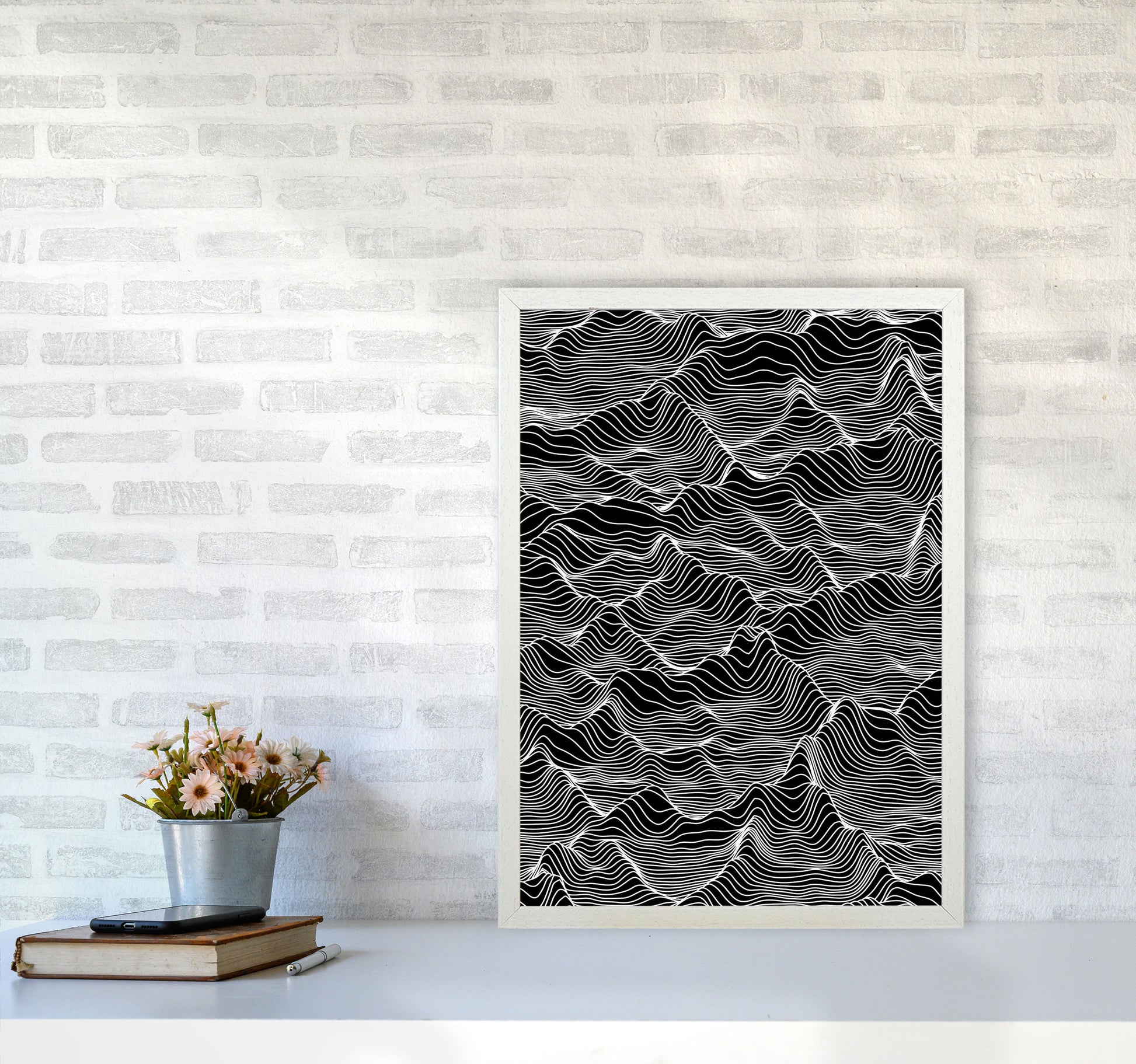 Abstract Mountains Art Print by Jason Stanley A2 Oak Frame