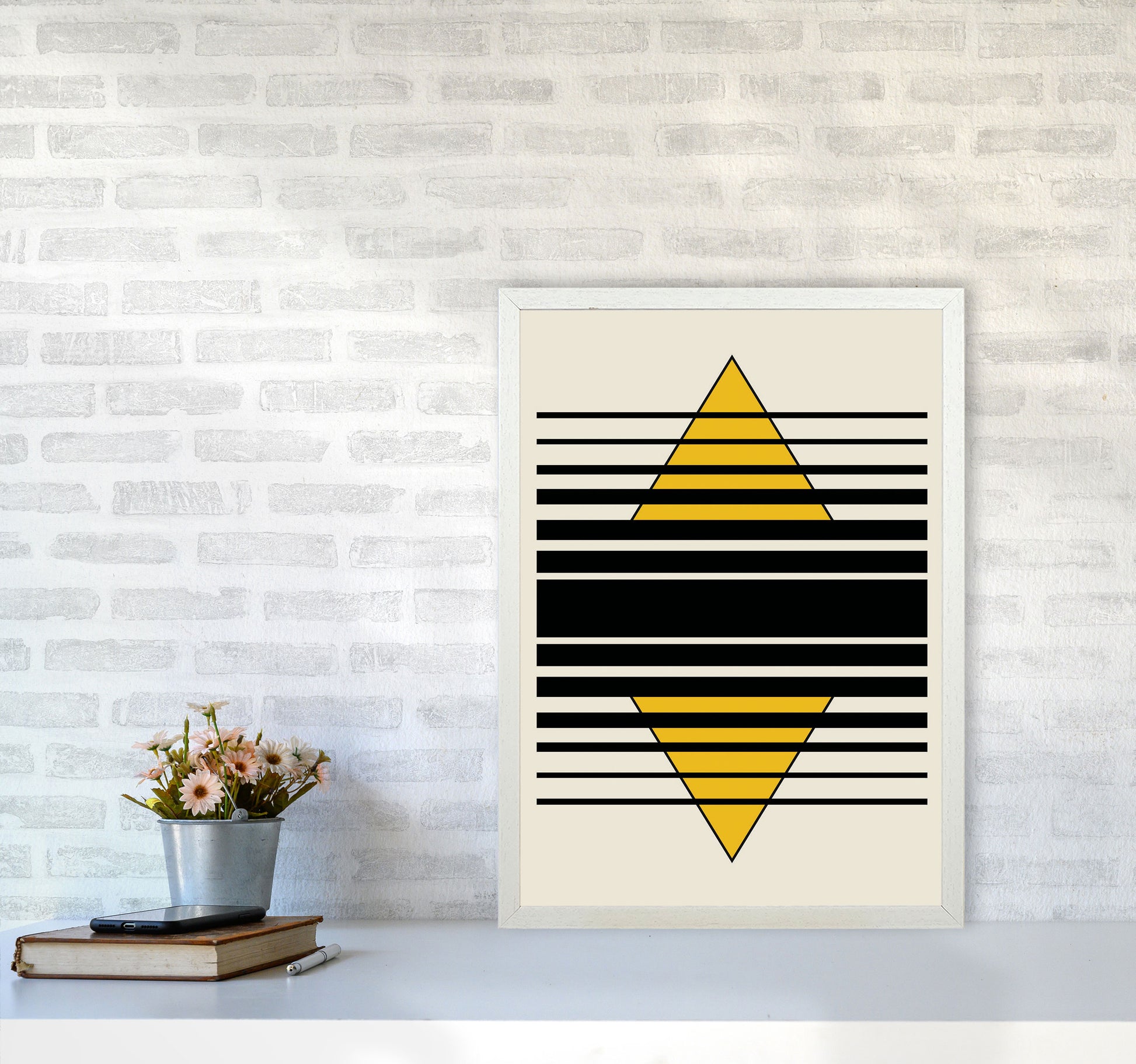 Geometric Pyramid Art Print by Jason Stanley A2 Oak Frame