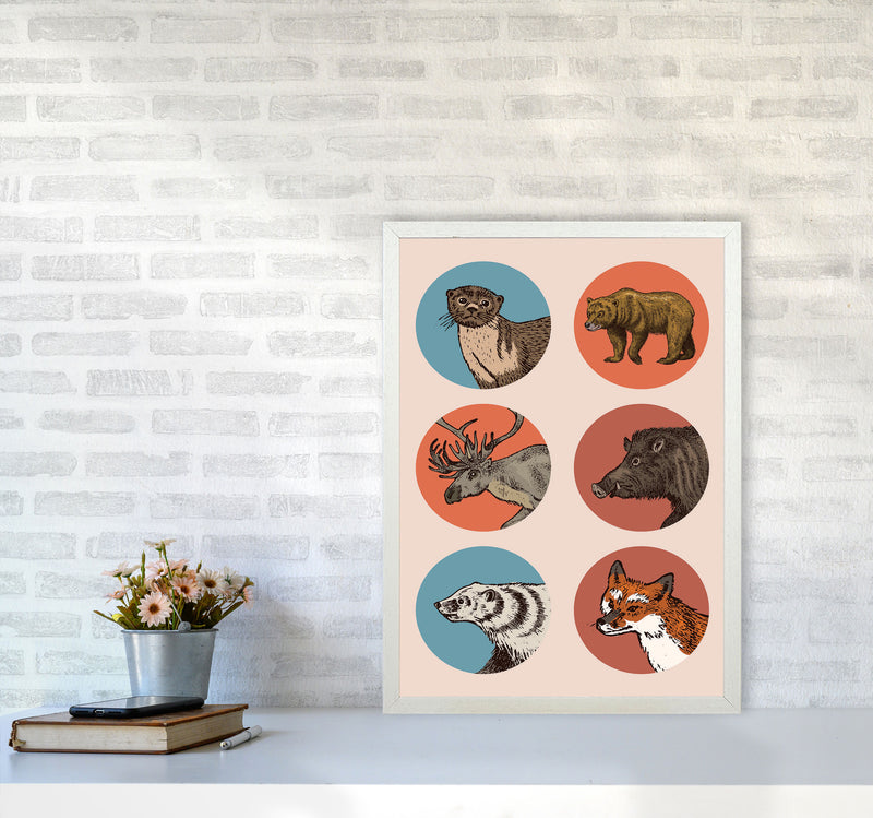 Animal Circles II Art Print by Jason Stanley A2 Oak Frame