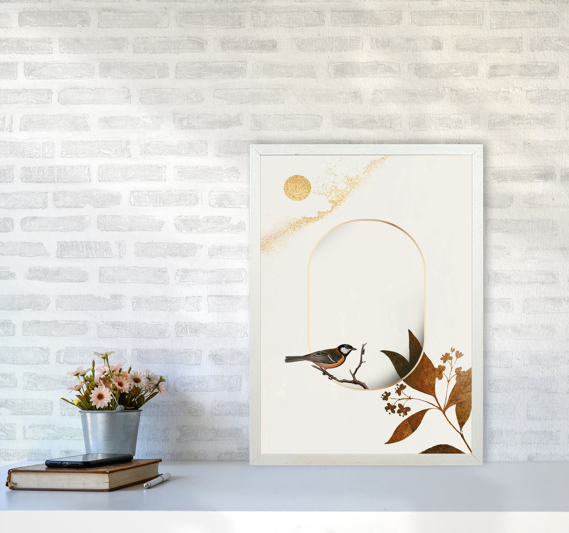 Bird On A Branch Art Print by Jason Stanley A2 Oak Frame