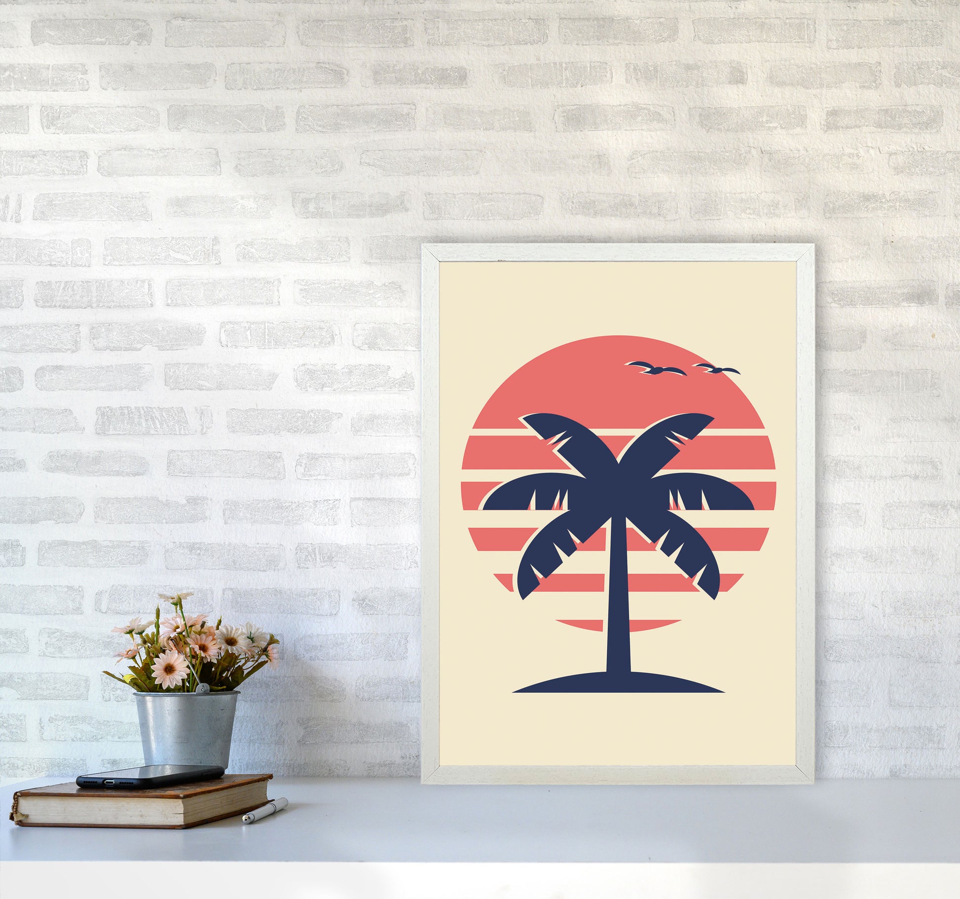 Palm Tree Vibes Art Print by Jason Stanley A2 Oak Frame