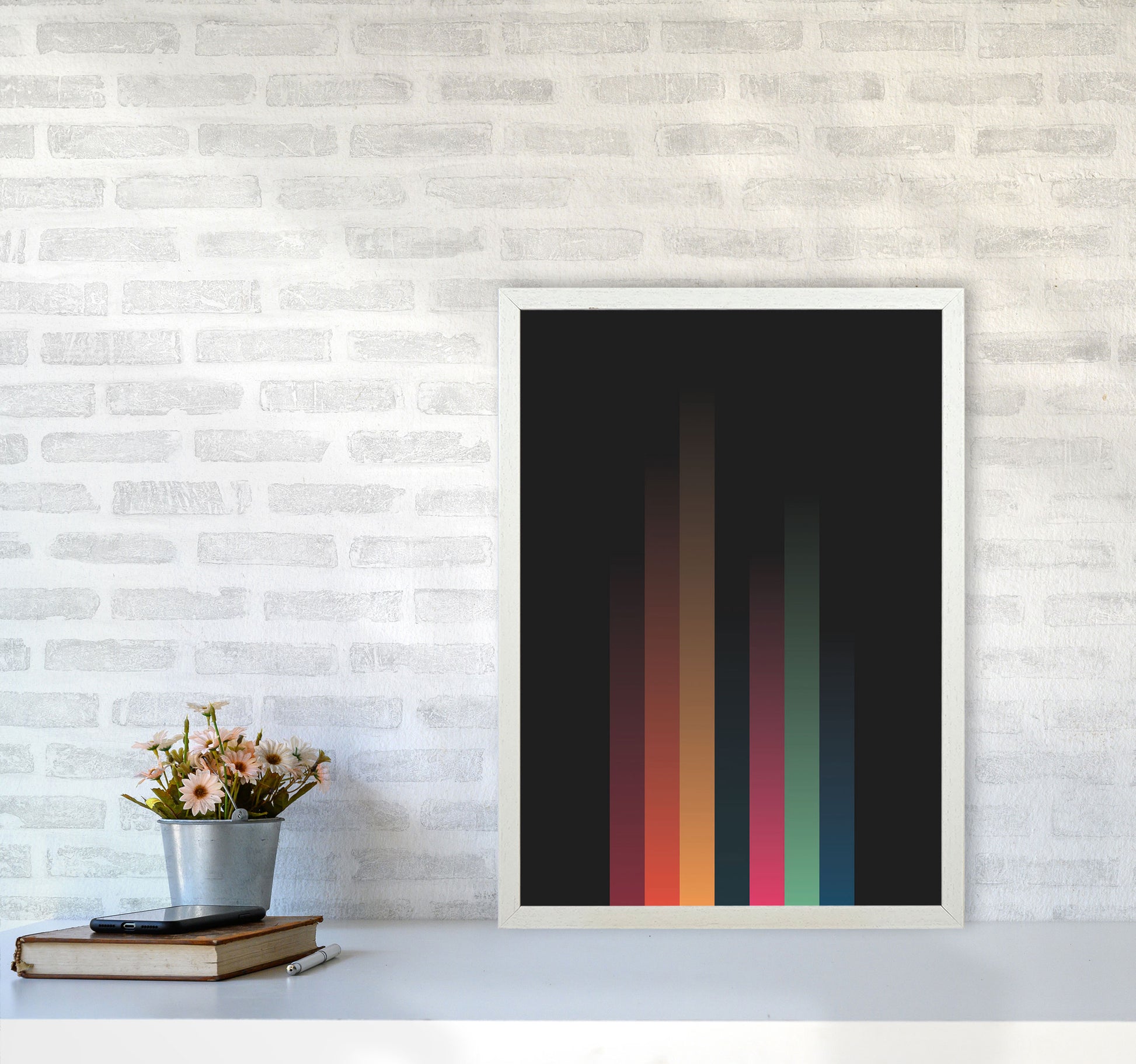Faded Stripes 3 Art Print by Jason Stanley A2 Oak Frame
