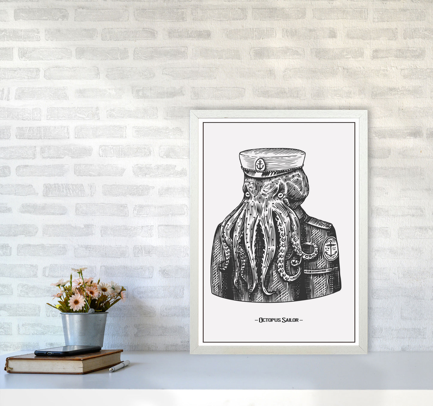 Octopus Sailor Art Print by Jason Stanley A2 Oak Frame