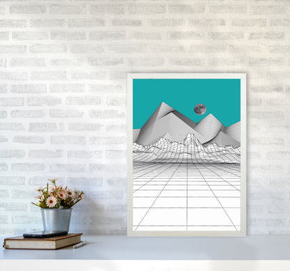 White Moon Rise Art Print by Jason Stanley A2 Oak Frame