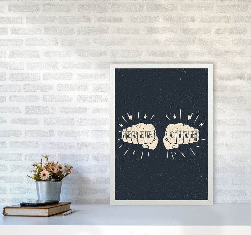 Never Give Up! Art Print by Jason Stanley A2 Oak Frame