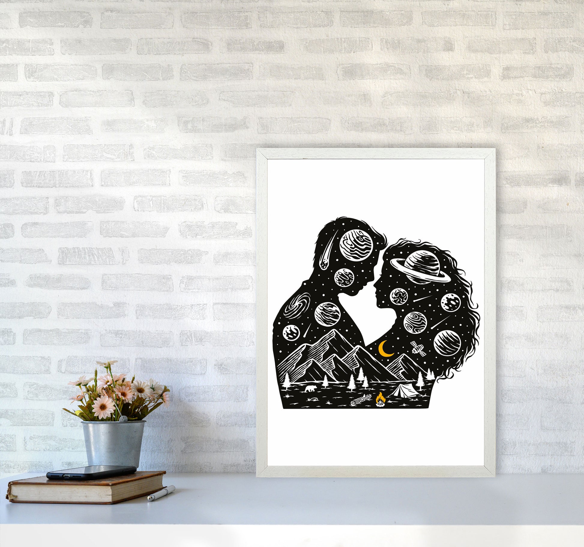 Galactic Love Art Print by Jason Stanley A2 Oak Frame