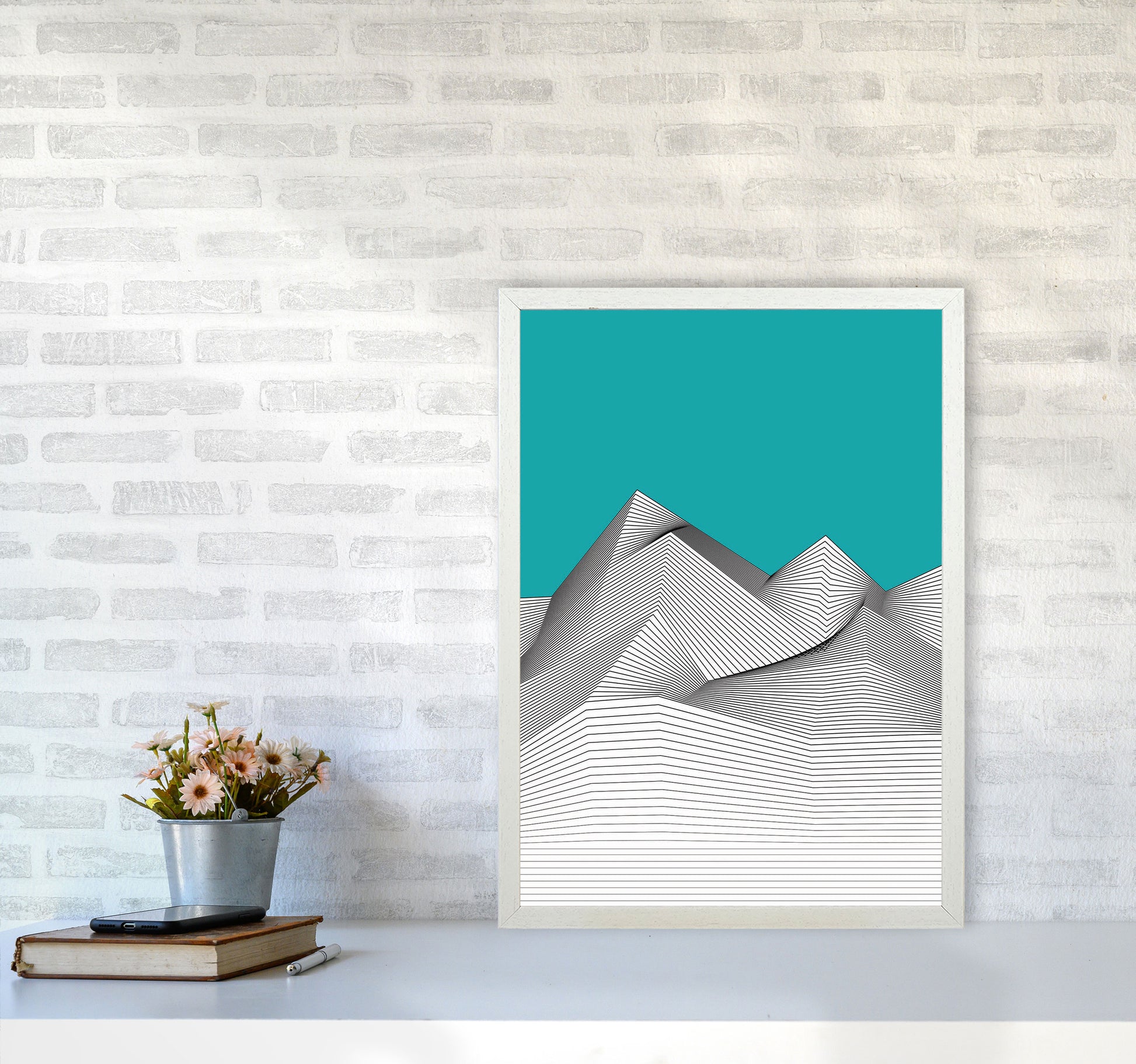 Blue Mountain Art Print by Jason Stanley A2 Oak Frame
