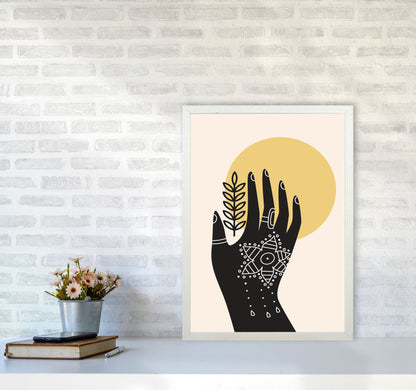 Abstract Hand Art Print by Jason Stanley A2 Oak Frame