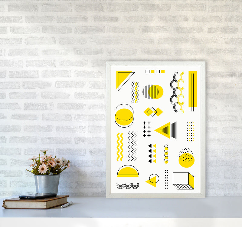 Yellow Shapes Art Print by Jason Stanley A2 Oak Frame
