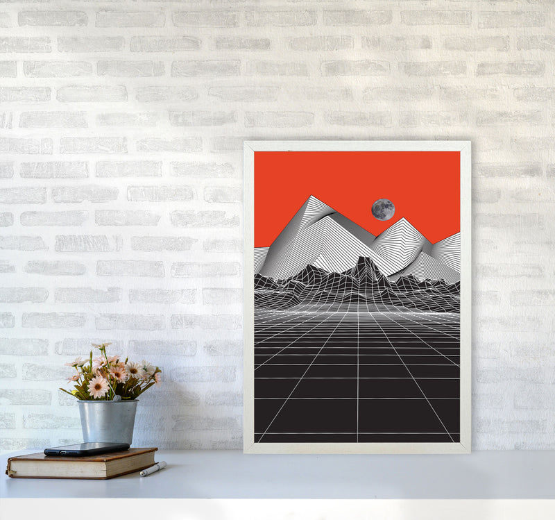 Moon Rise Red Art Print by Jason Stanley A2 Oak Frame