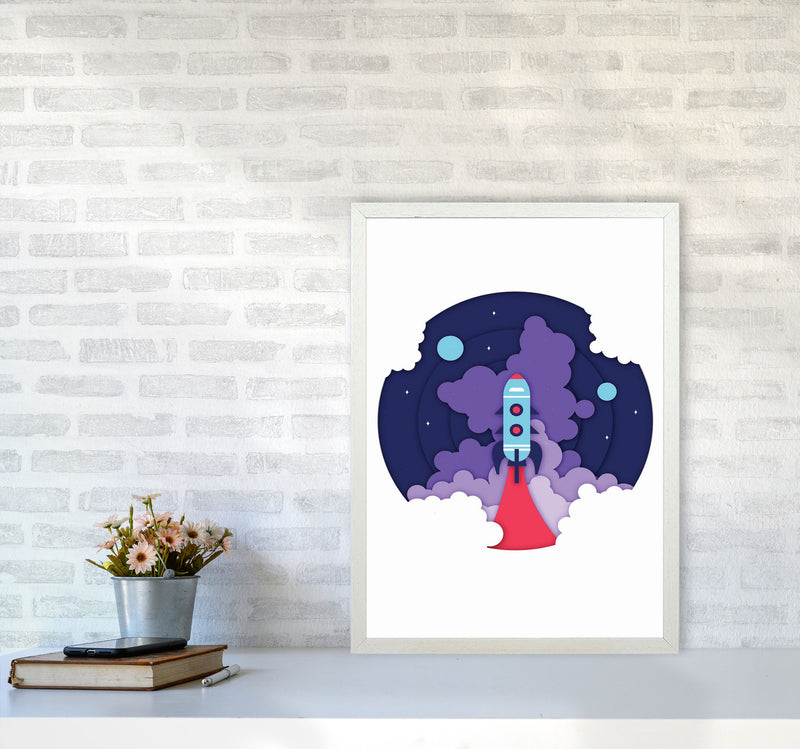 To The Moon Art Print by Jason Stanley A2 Oak Frame