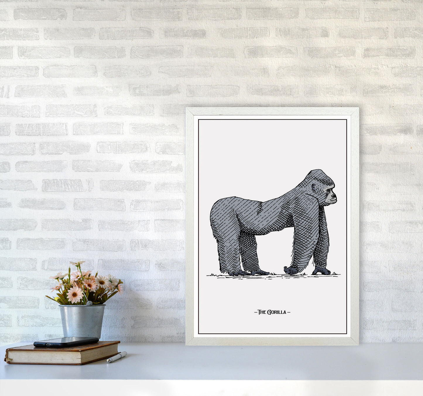 The Gorilla Art Print by Jason Stanley A2 Oak Frame