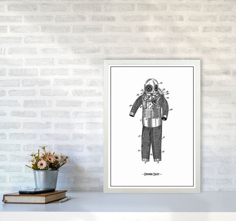 Diving Suit Art Print by Jason Stanley A2 Oak Frame
