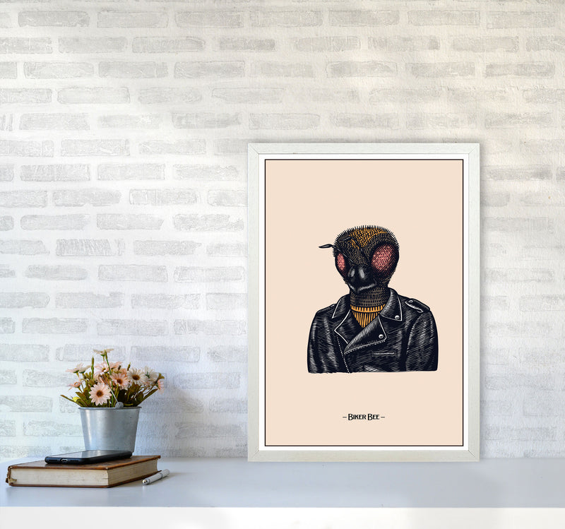 Biker Bee Art Print by Jason Stanley A2 Oak Frame