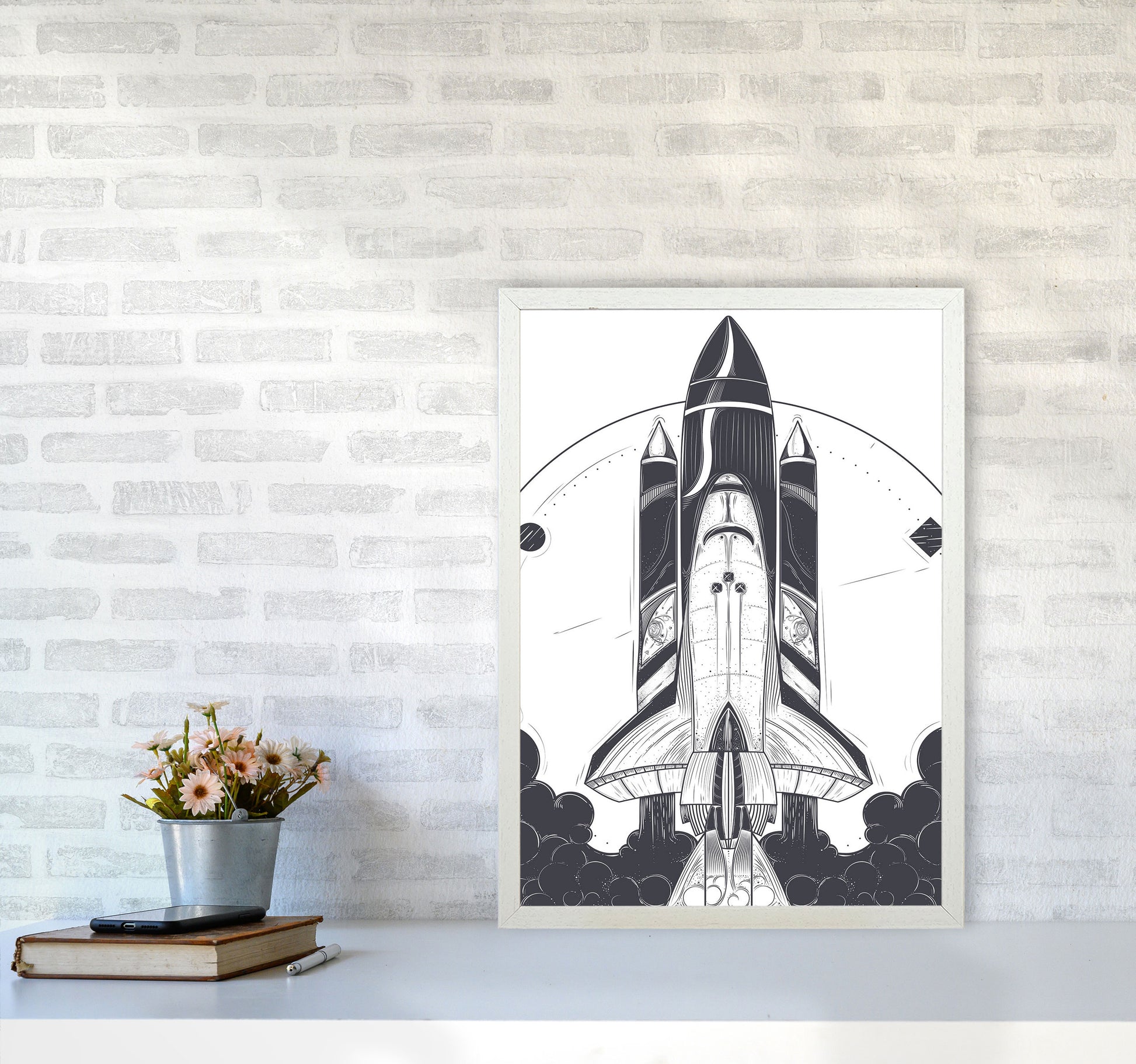 Blastoff! Art Print by Jason Stanley A2 Oak Frame