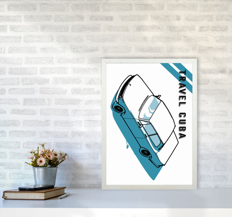 Travel Cuba Blue Art Print by Jason Stanley A2 Oak Frame