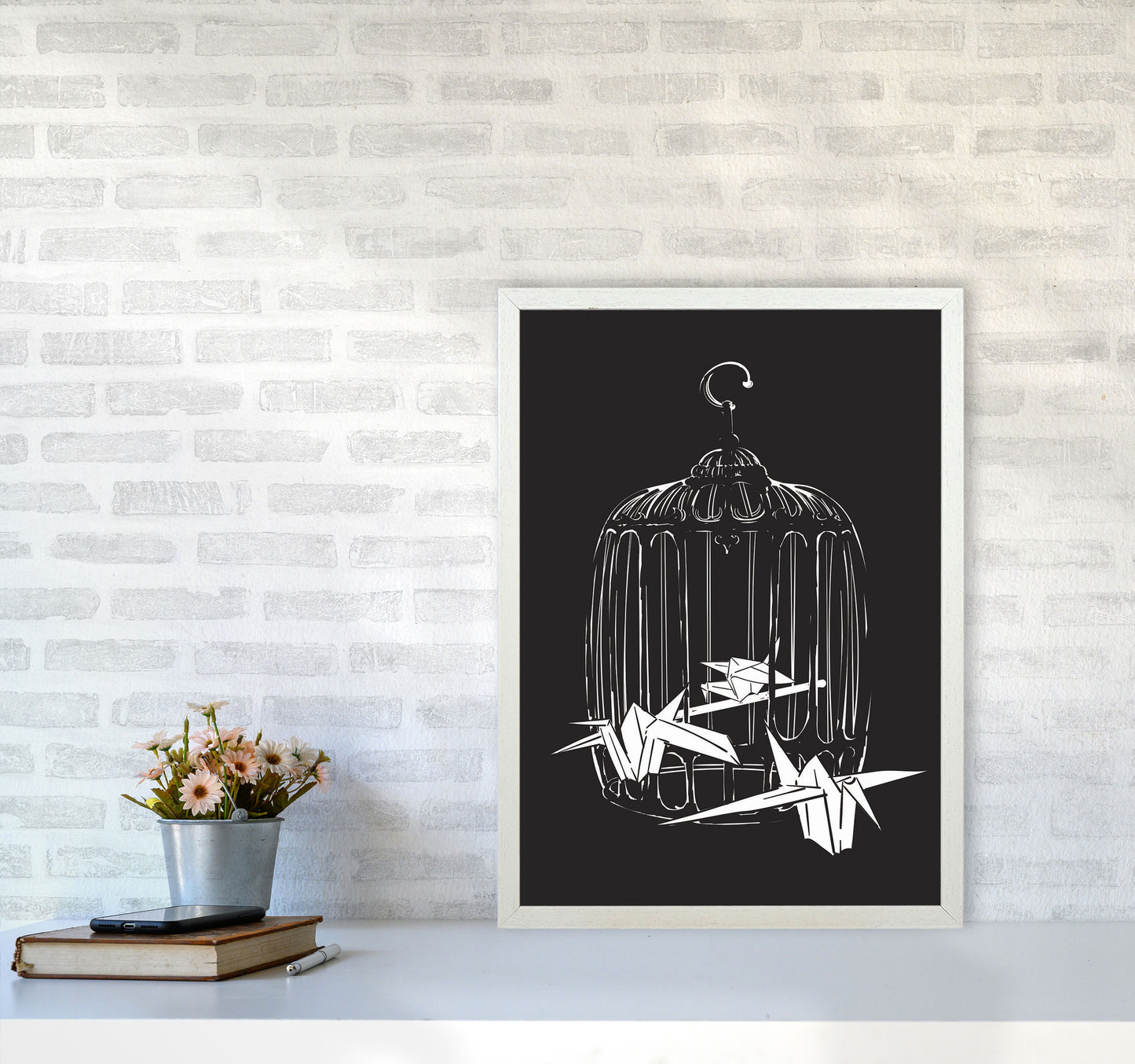 Origami Birds Art Print by Jason Stanley A2 Oak Frame