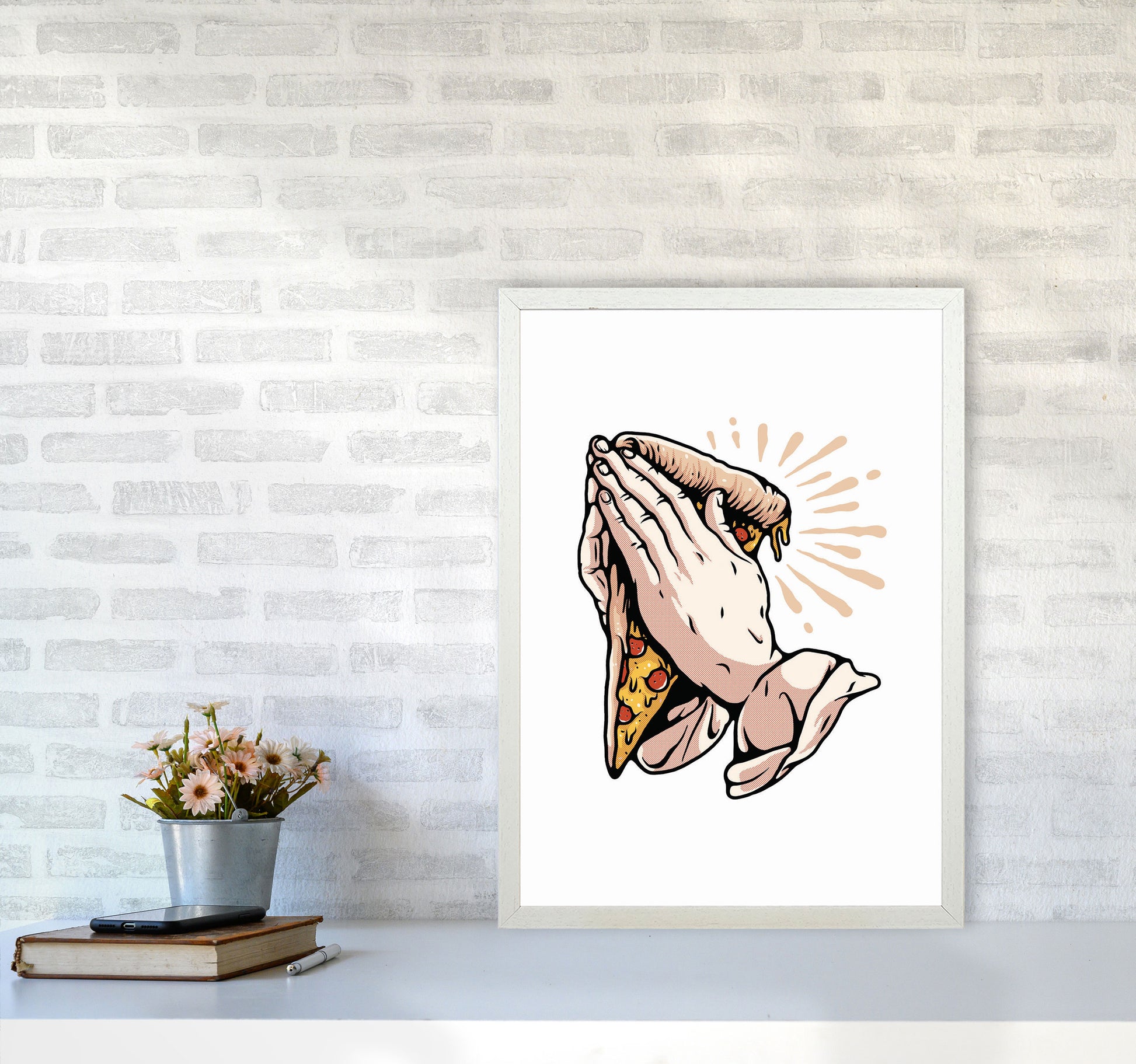 Pizza Is Life Art Print by Jason Stanley A2 Oak Frame