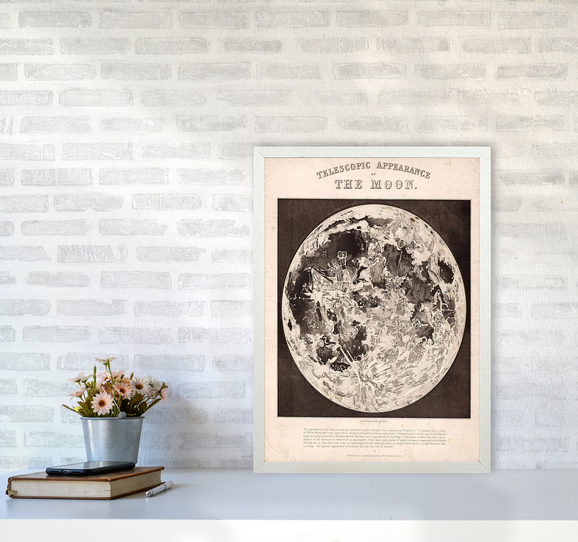 Telescopic Appearance Of The Moon Art Print by Jason Stanley A2 Oak Frame