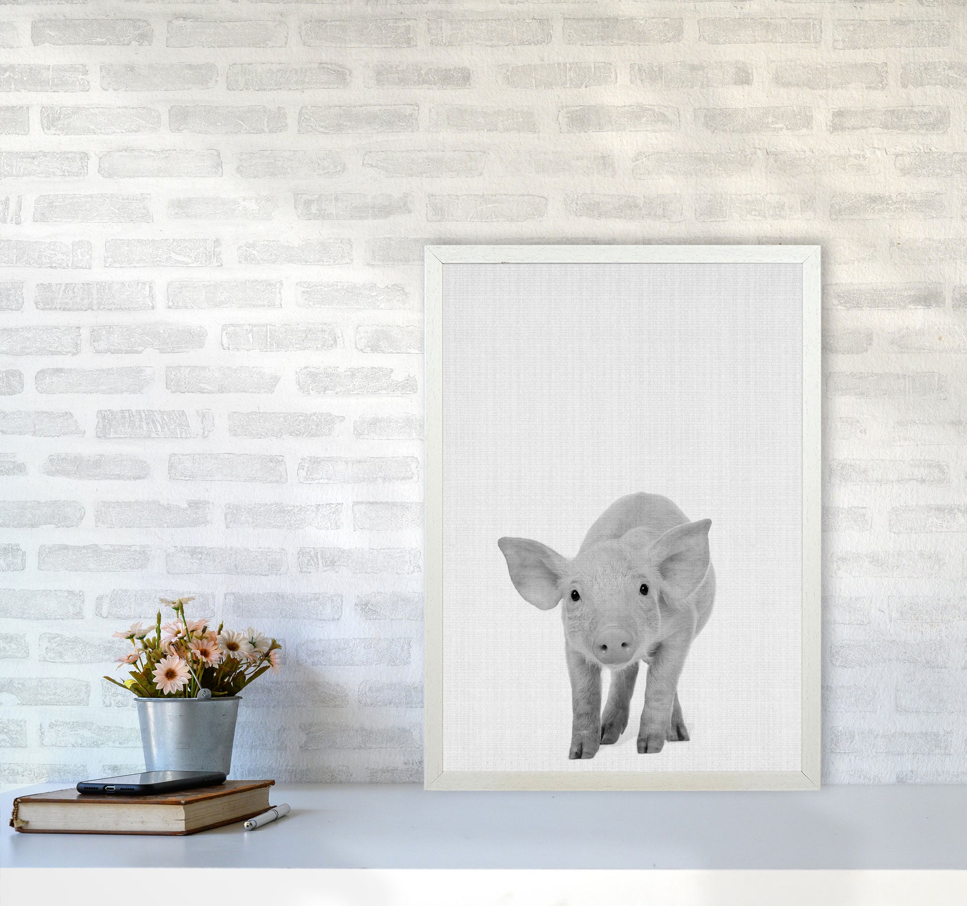 The Cutest Pig Art Print by Jason Stanley A2 Oak Frame