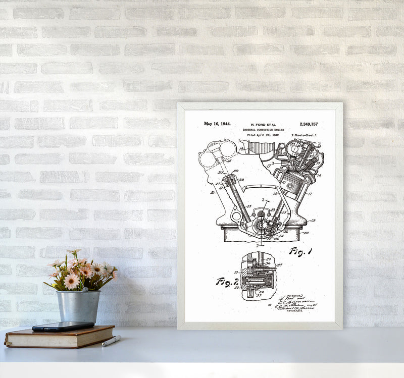 Ford Internal Combustion Engine Patent Art Print by Jason Stanley A2 Oak Frame