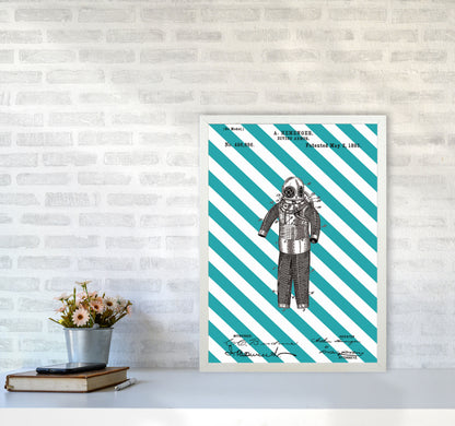 Diving Armor Patent Side Stripe Art Print by Jason Stanley A2 Oak Frame