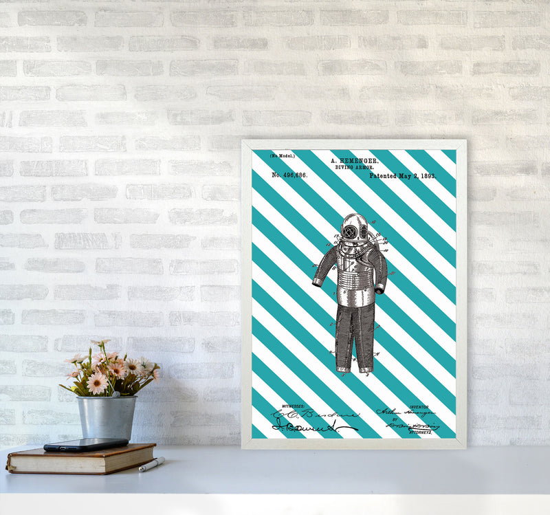 Diving Armor Patent Side Stripe Art Print by Jason Stanley A2 Oak Frame