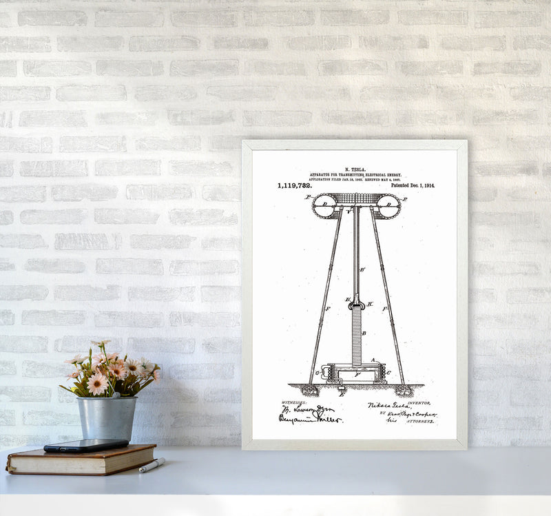 Tesla Electrical Energy Patent Art Print by Jason Stanley A2 Oak Frame