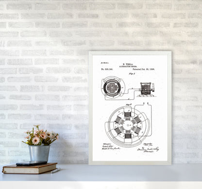 Tesla Alternating Motor Patent Art Print by Jason Stanley A2 Oak Frame