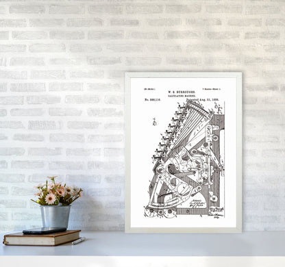 Calculating Machine Patent Art Print by Jason Stanley A2 Oak Frame