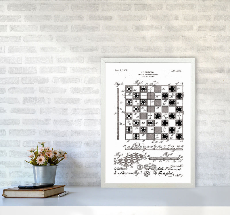 Chess And Checkers Board Patent Art Print by Jason Stanley A2 Oak Frame