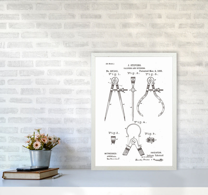 Calipers And Dividers Patent Art Print by Jason Stanley A2 Oak Frame