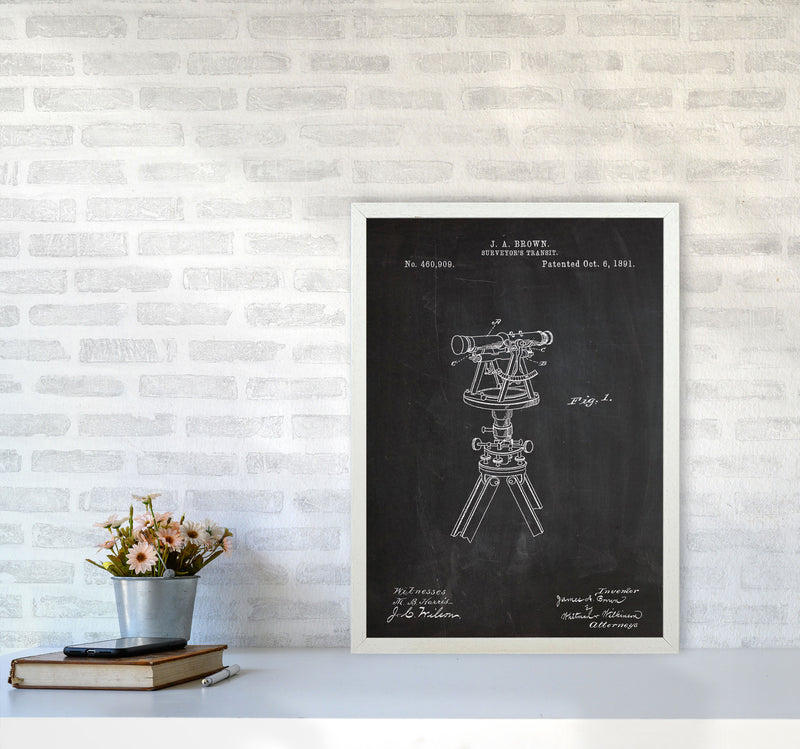 Surveyor's Transit Patent Art Print by Jason Stanley A2 Oak Frame
