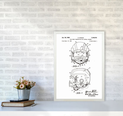 Football Helmet Patent 2 Art Print by Jason Stanley A2 Oak Frame