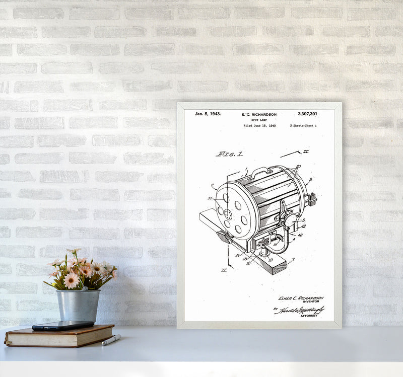 Cinema Spot Light Patent Art Print by Jason Stanley A2 Oak Frame