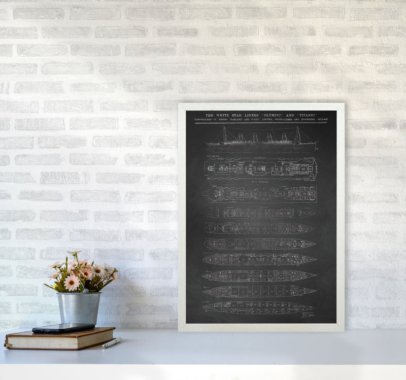 Titanic Patent- Chalkboard Art Print by Jason Stanley A2 Oak Frame