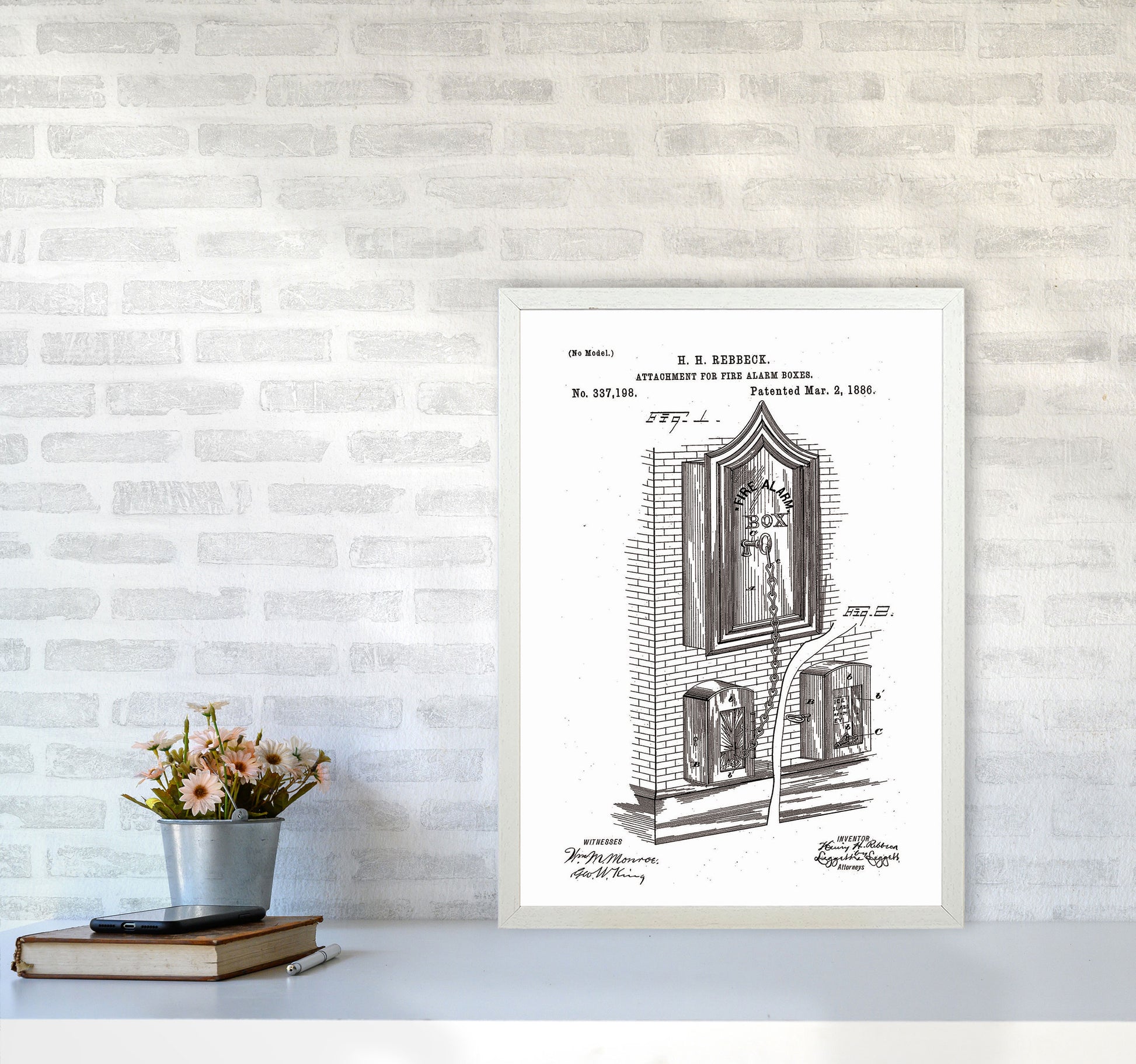 Fire Alarm Box Patent Art Print by Jason Stanley A2 Oak Frame