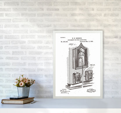 Fire Alarm Box Patent Art Print by Jason Stanley A2 Oak Frame